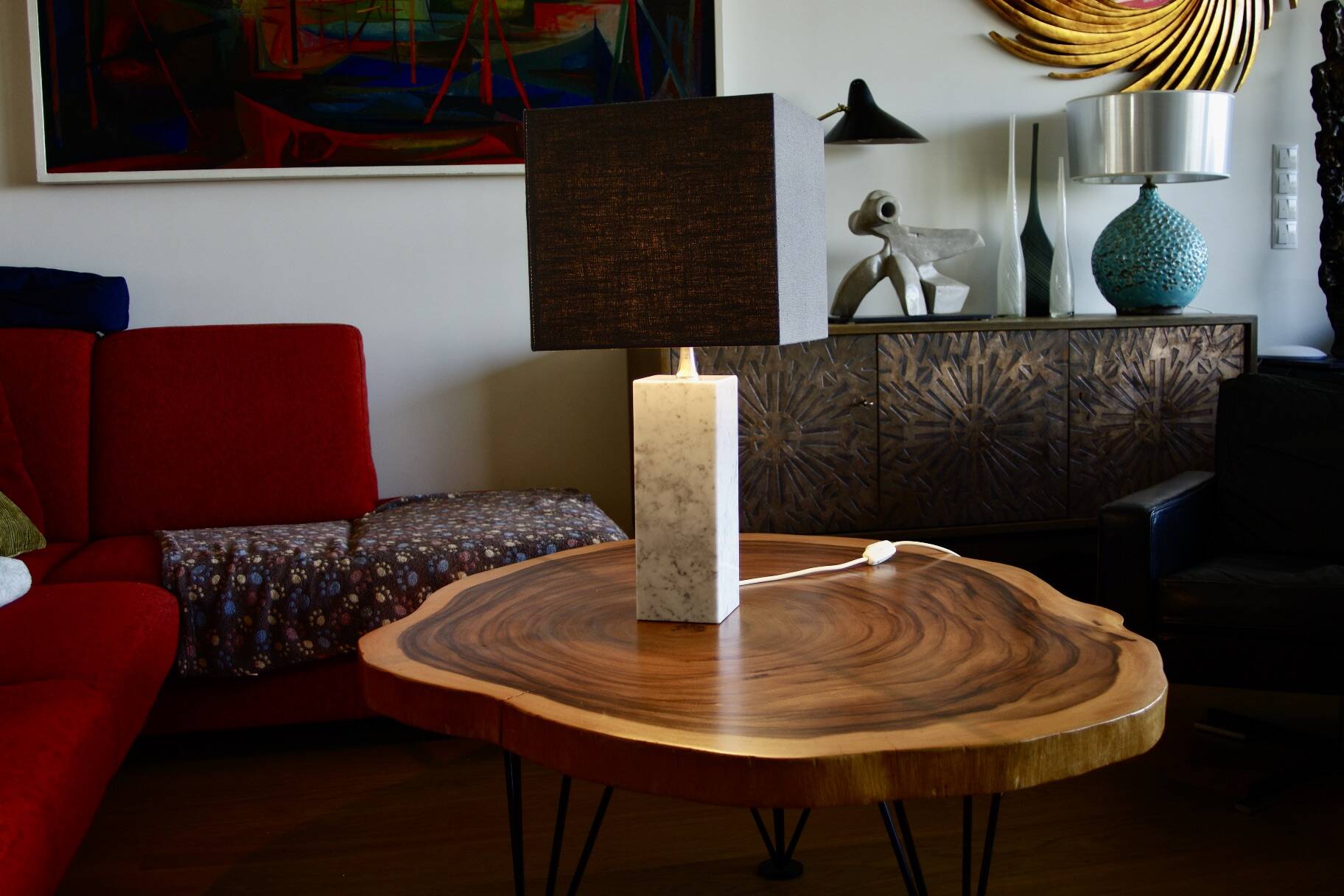 Large vintage lamp dephilippe barbier 1970