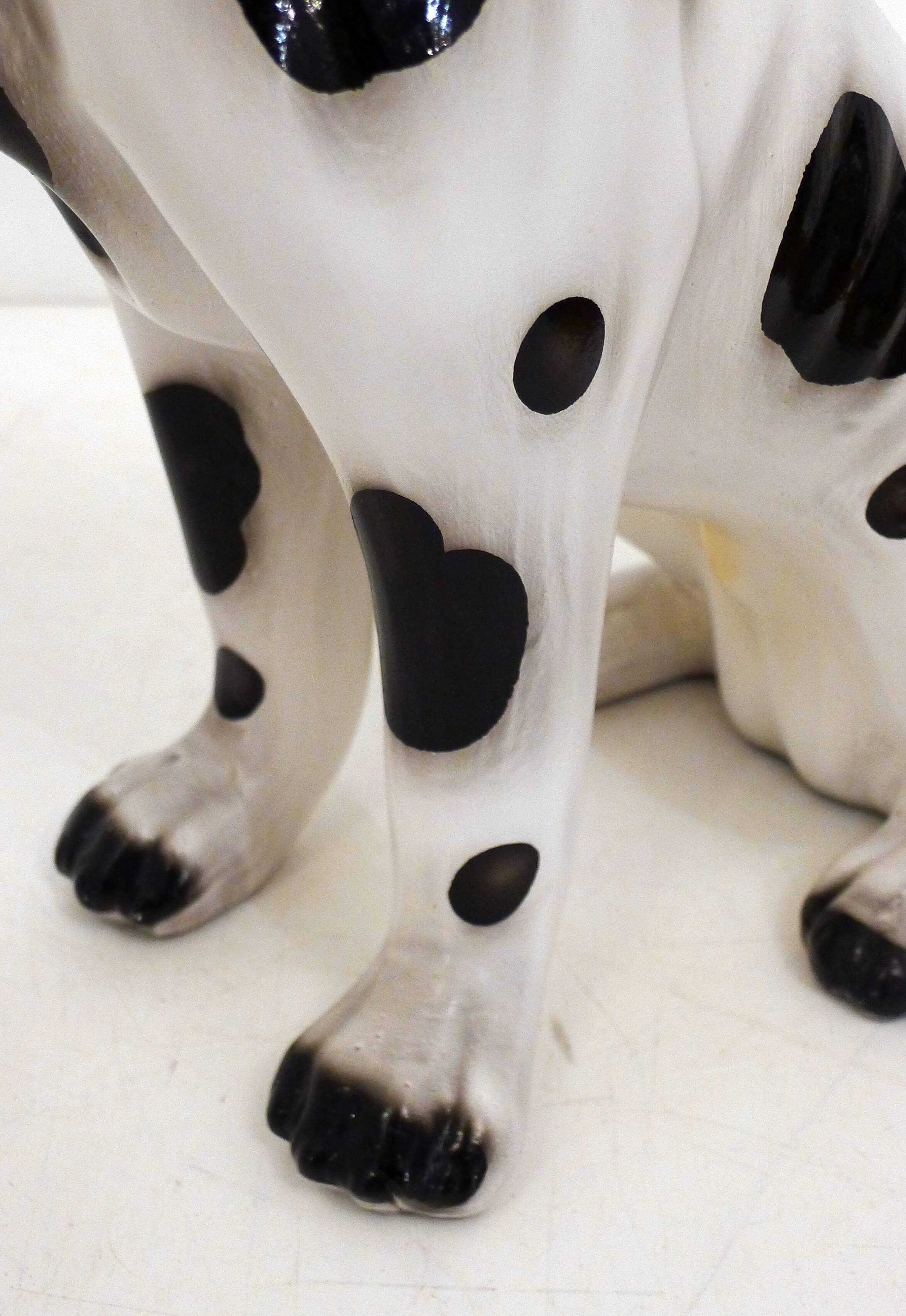 Large black and white ceramic dog (H 46 cm)