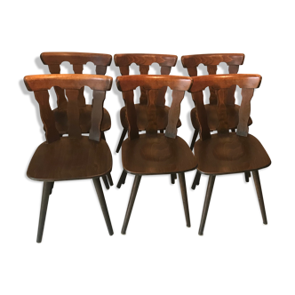 Lot of 6 chairs vintage bistro compass feet