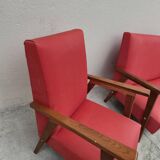 Vintage 1950s children's sofa and two armchairs with compass feet
