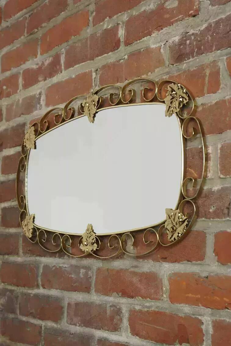 50s oval brass mirror - 38x69cm