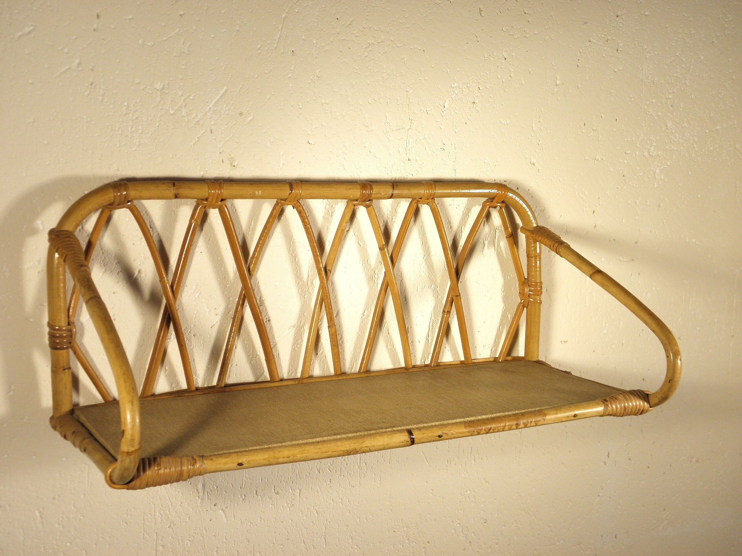 Rattan wall shelf