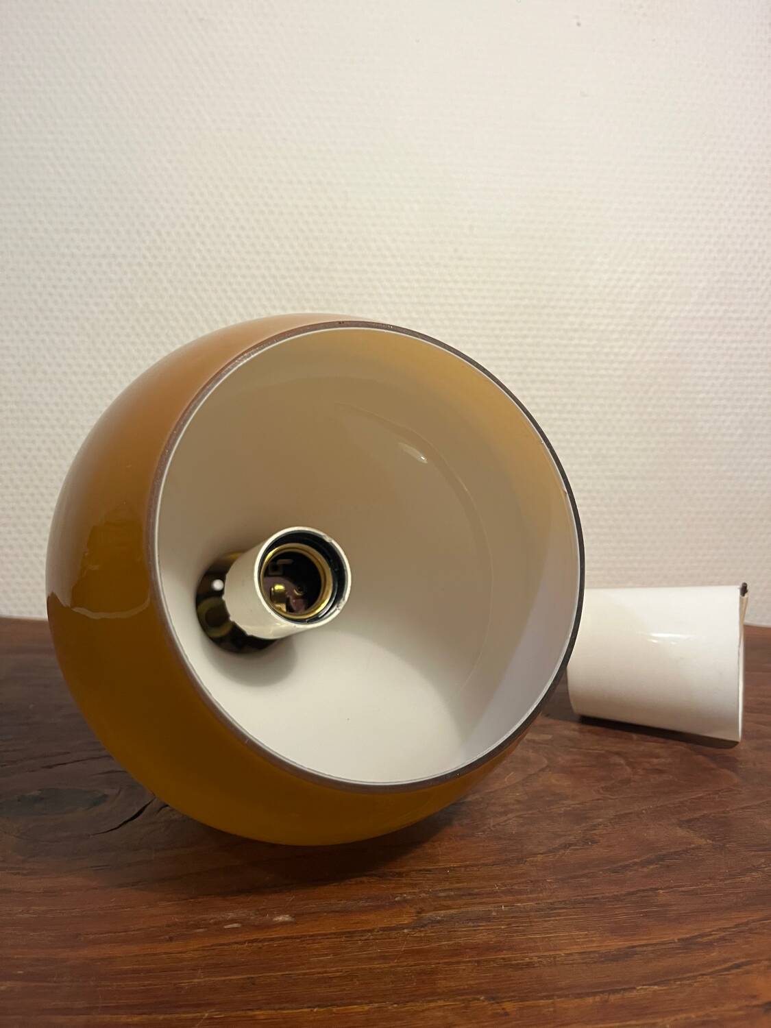 70s pear pendant light brown opaline