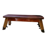 vintage leather bench, Czechoslovakia 60s, gym bench, pommel horse