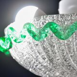 Charming Italian green Murano glass ceiling fixture, Murano, 1970