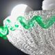 Charming Italian green Murano glass ceiling fixture, Murano, 1970