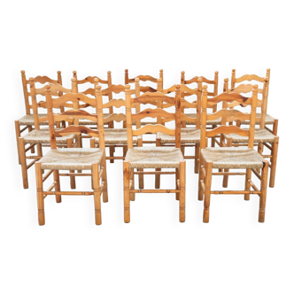 Chaises rustiques frioulanes à pieds tournés, ensemble de 12, 1980-1990