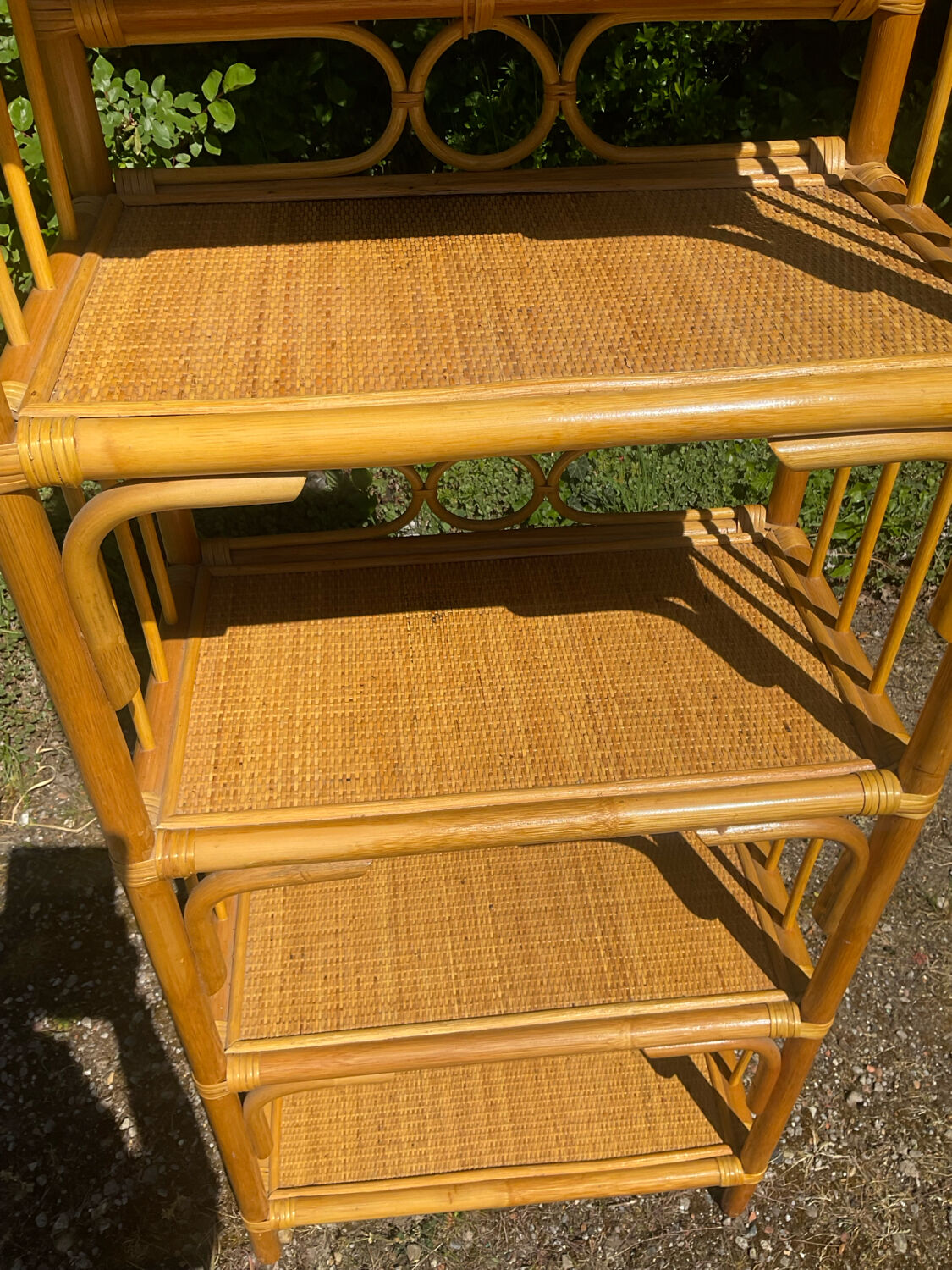 1970s rattan shelf