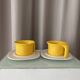 Pair of Jean Fasseaux Ceramic Coffee Cups with Saucers – Belgium, 1970s