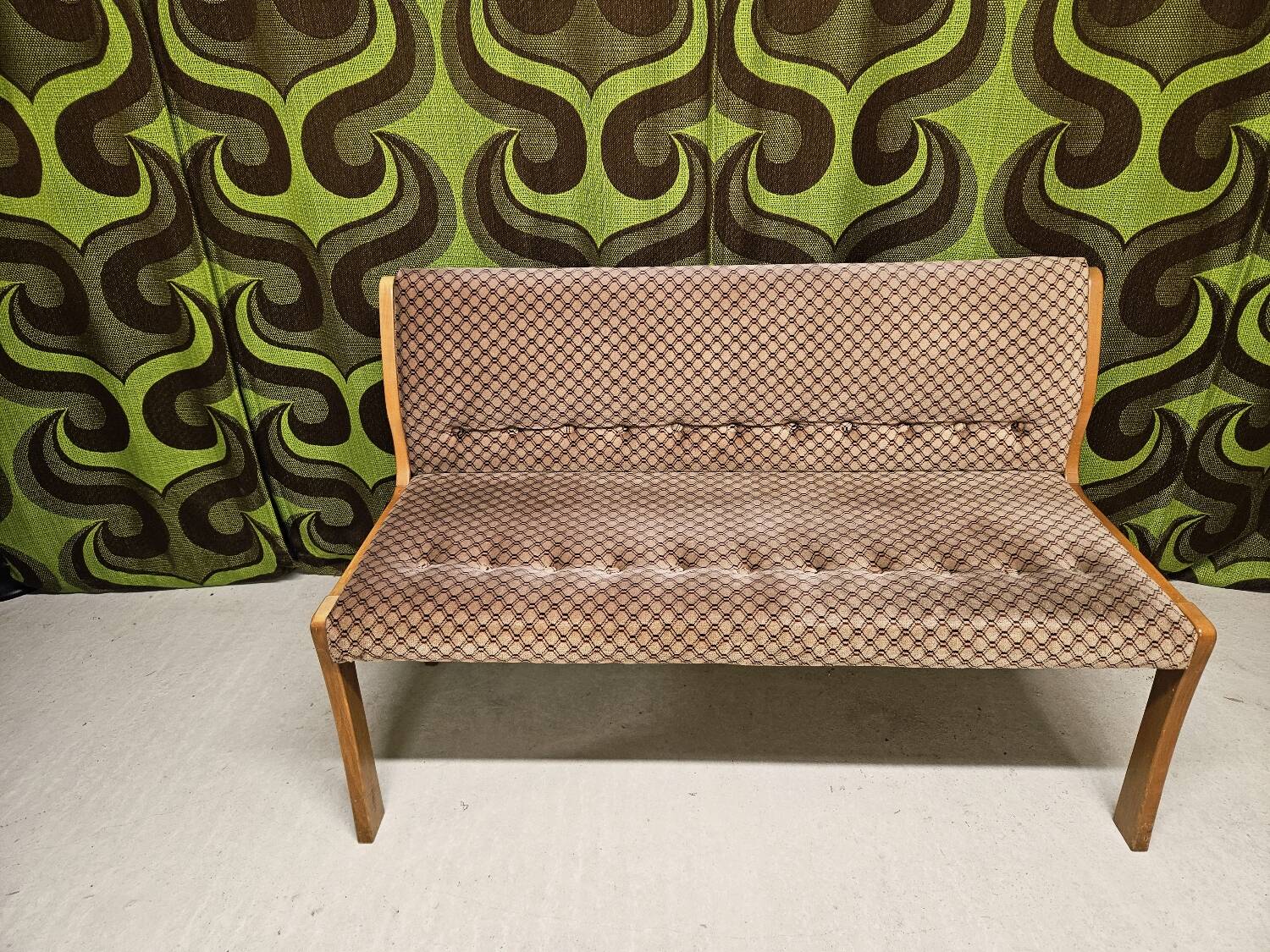 Vintage velvet bench 1970