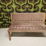 Vintage velvet bench 1970