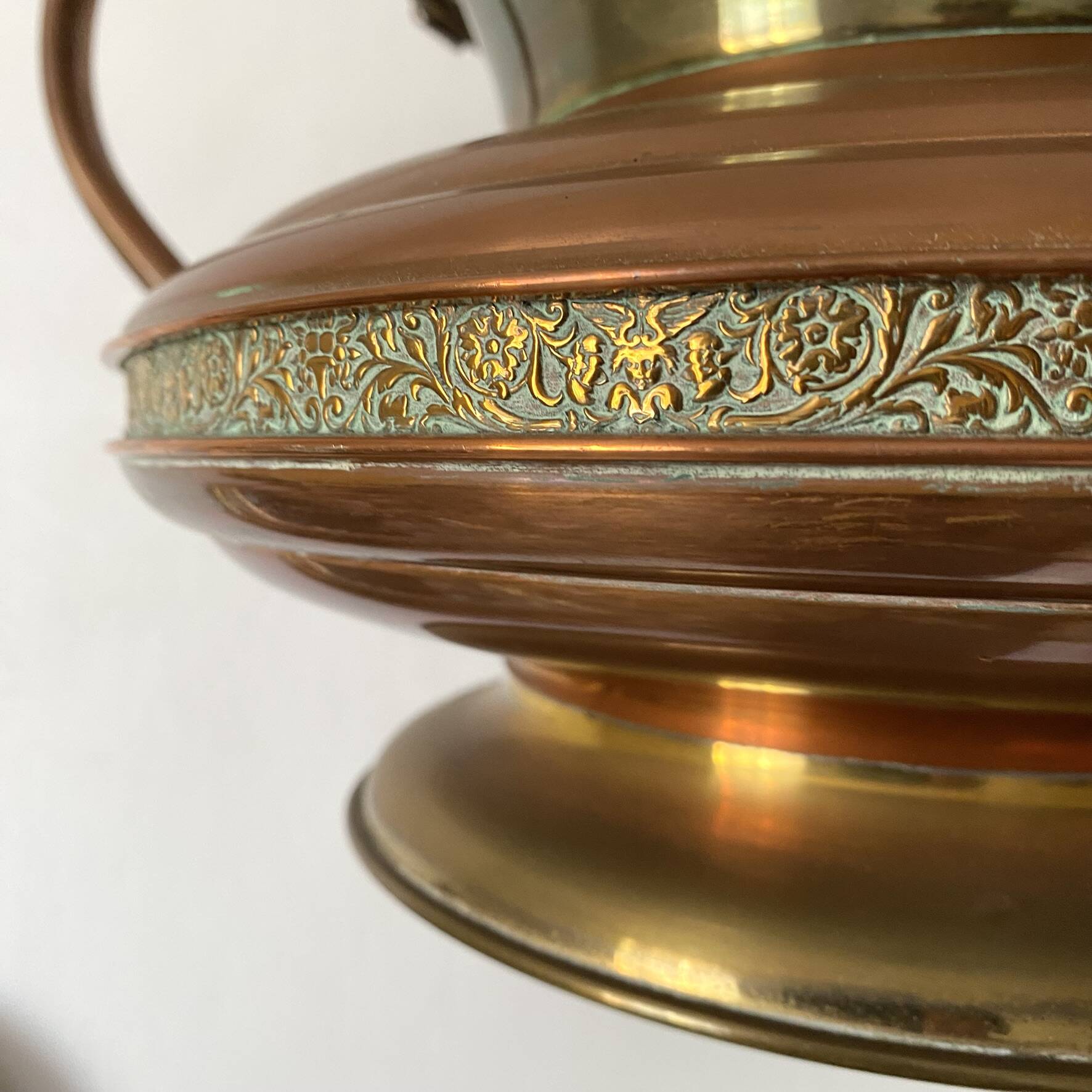 Large amphora or vintage planter in copper and brass