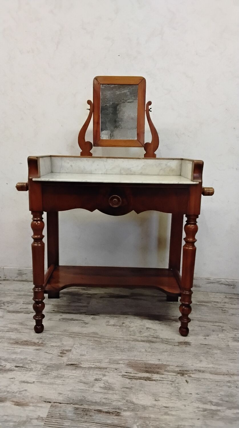 Antique dressing table/vanity unit in wood and marble