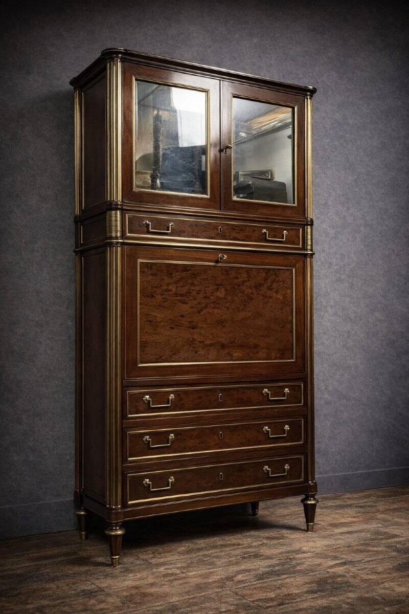 secrétaire guillotine Parisien d’époque Louis XVI, en acajou et laiton doré