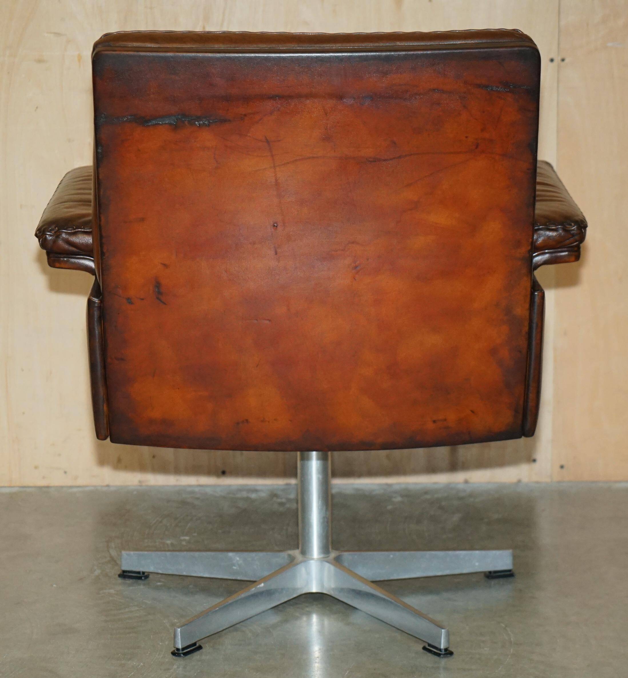 Mid Century Modern swivel office chair De Sede DS35 leather