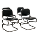 Set of 4 chrome steel rocking chairs, vintage modern 80s design.
