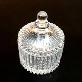 1960s pot with lid (fleur de sel..) ribbed transparent glass