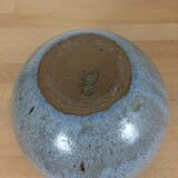 Blue ceramic ball vase signed