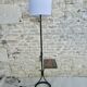 Wrought iron floor lamp with sandstone shelf herbarium decoration, 60s