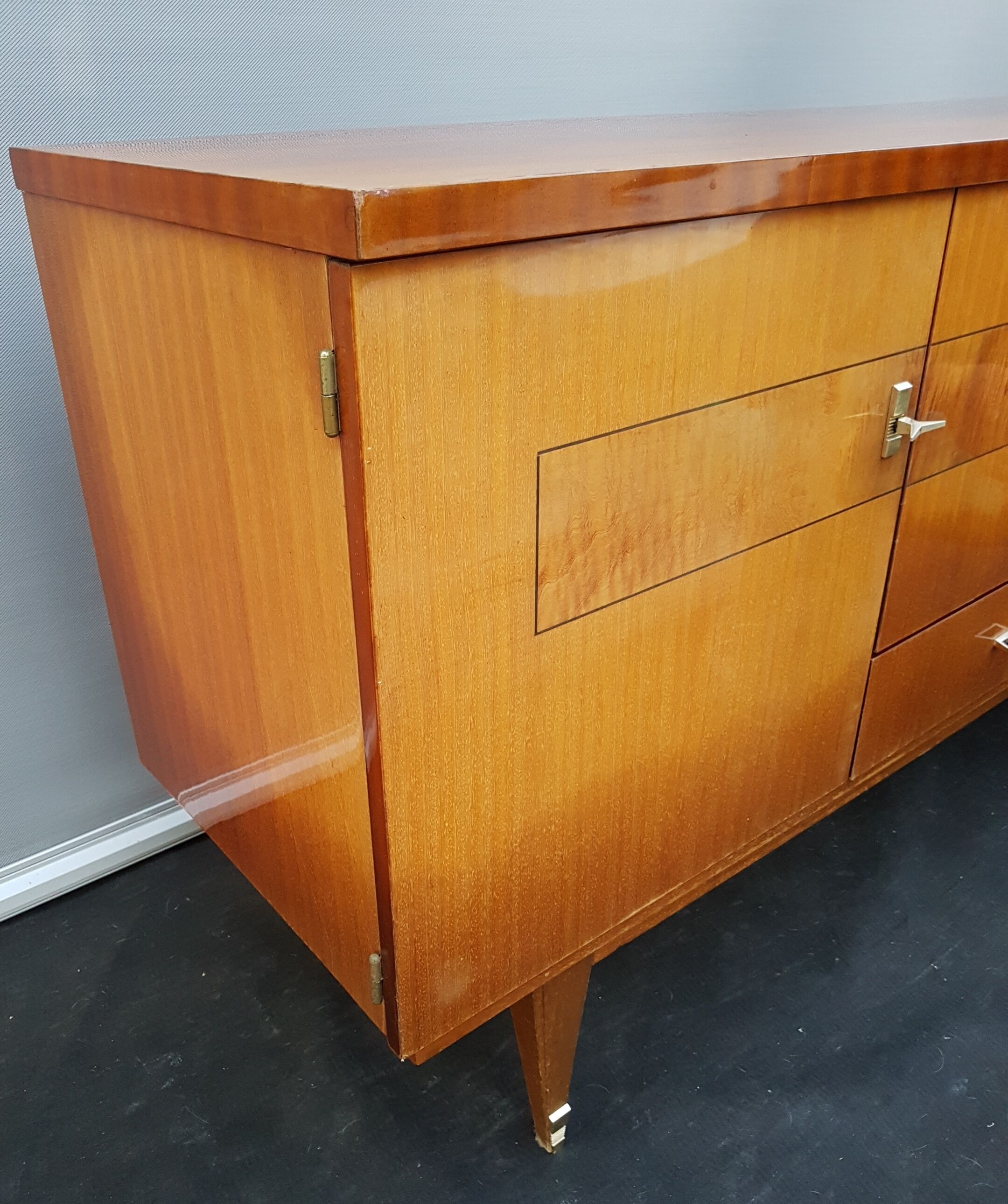 Mahogany, sycomore and brass sideboard, 1961
