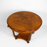 Art Deco round pedestal table in walnut veneer, circa 1930