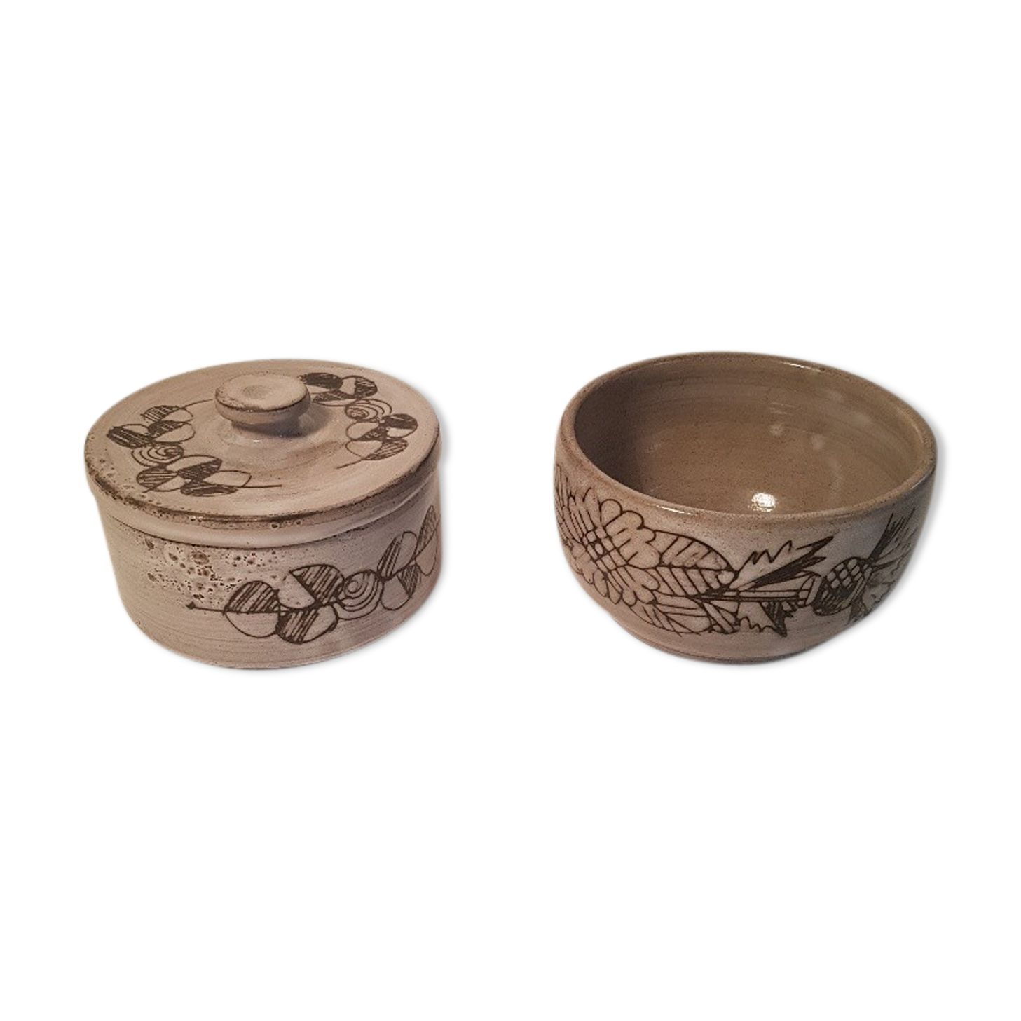 Ceramic bowl and sugar bowl La Tournerie Bons Haute-Savoie