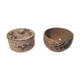Ceramic bowl and sugar bowl La Tournerie Bons Haute-Savoie