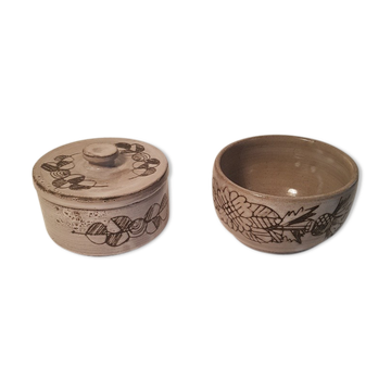 Ceramic bowl and sugar bowl La Tournerie Bons Haute-Savoie