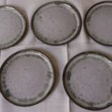 Lot de 5 assiettes à dessert en grès émaillé gris bleuté