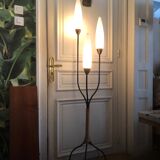 Metal and rope floor lamp and vintage opaline 50's