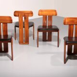 Mario Marenco Walnut Sapporo Dining Chairs for Mobilgirgi, 1970s