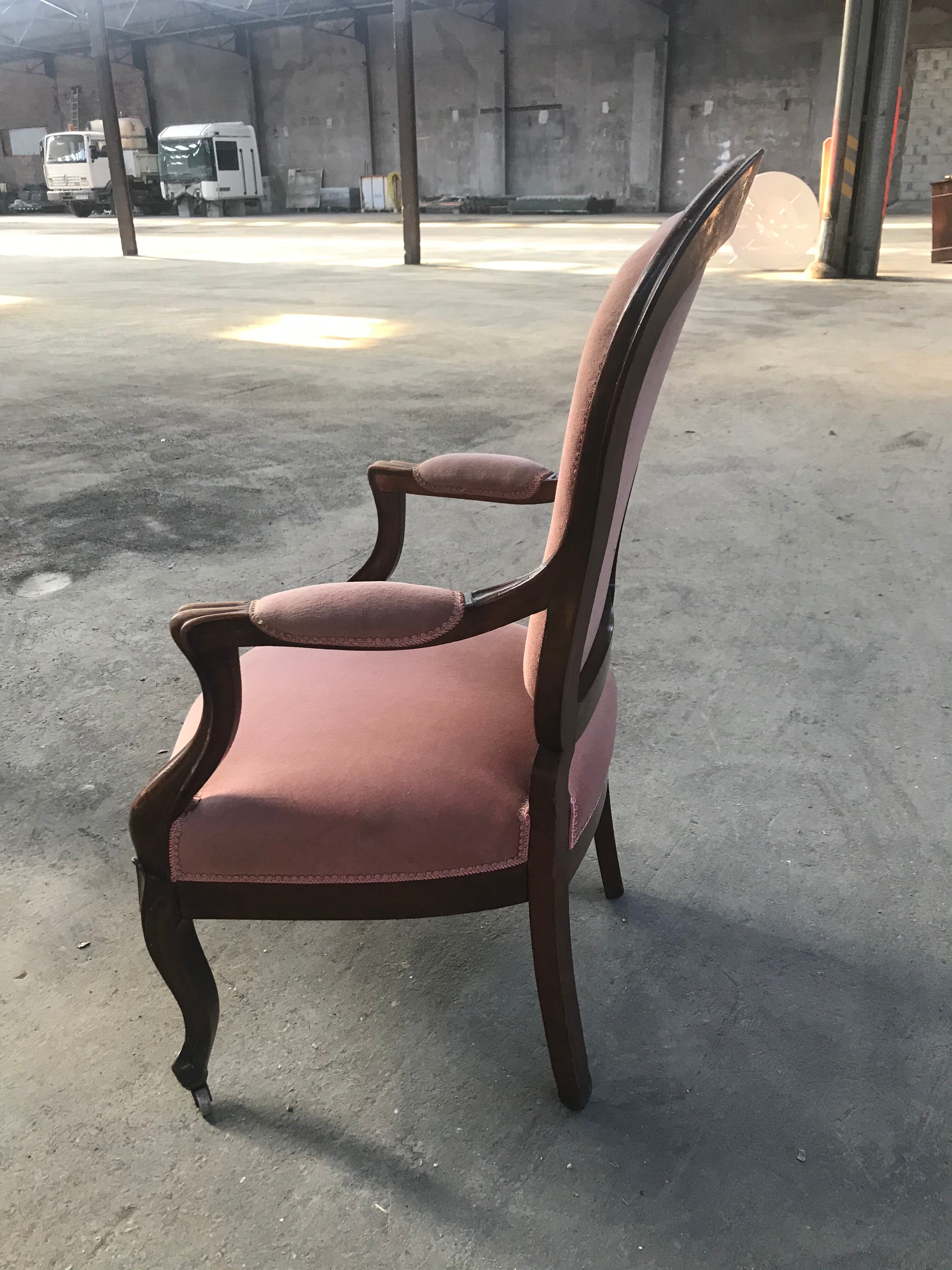 Louis Philippe pink velvet armchair