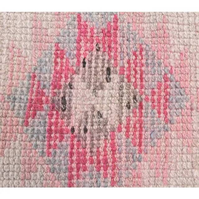Pink Vintage Turkish Hand-Knotted Tribal Runner 74x391