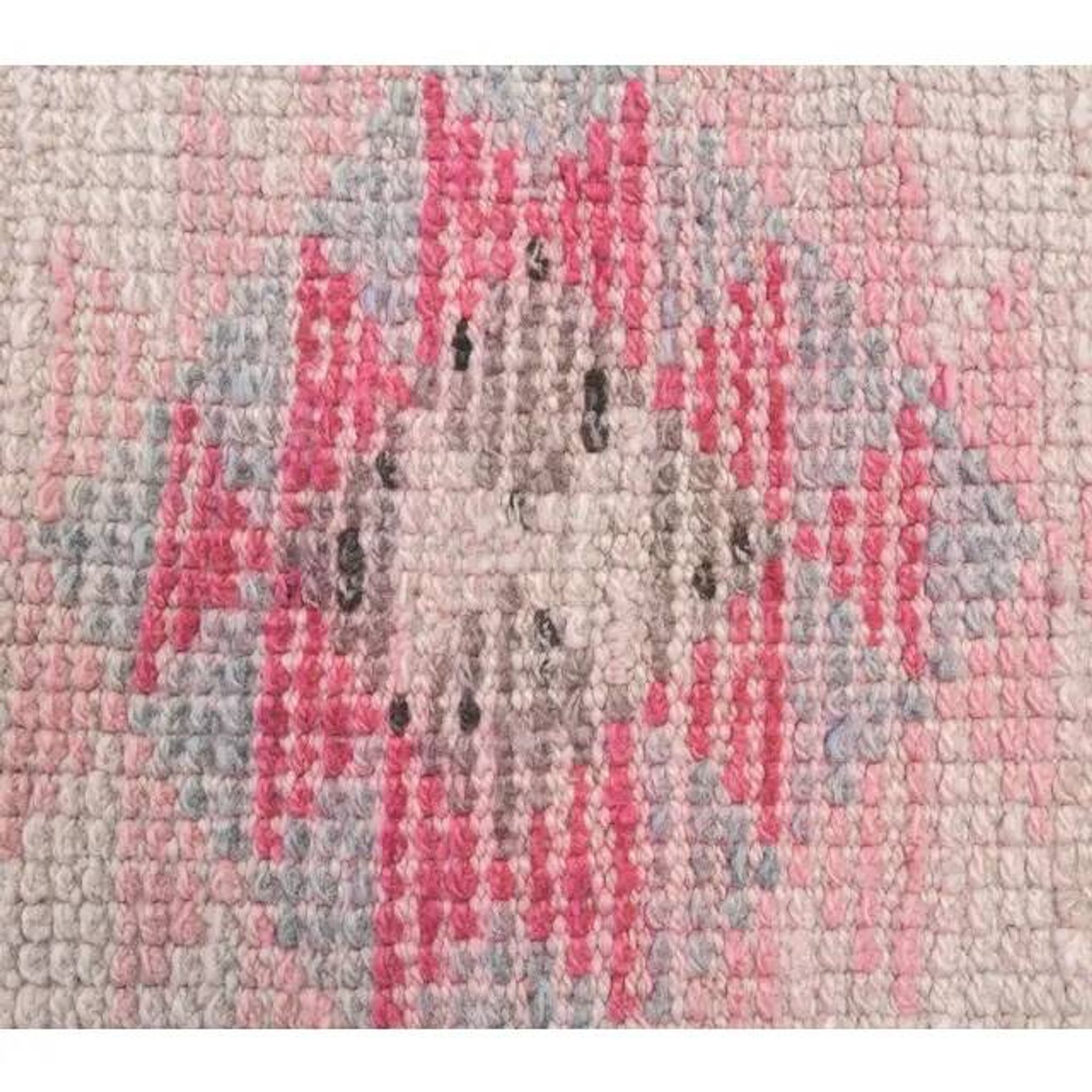 Pink Vintage Turkish Hand-Knotted Tribal Runner 74x391