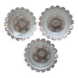 Set of 3 vintage molded glass bowls