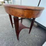 Oval table in rosewood and sycamore