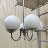 Lustre 5 lights, opaline ball chrome body
