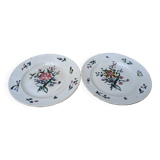 Set of 2 old ceramic plates with flower bouquet patterns