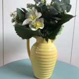 Vase lemon yellow pitcher made in France