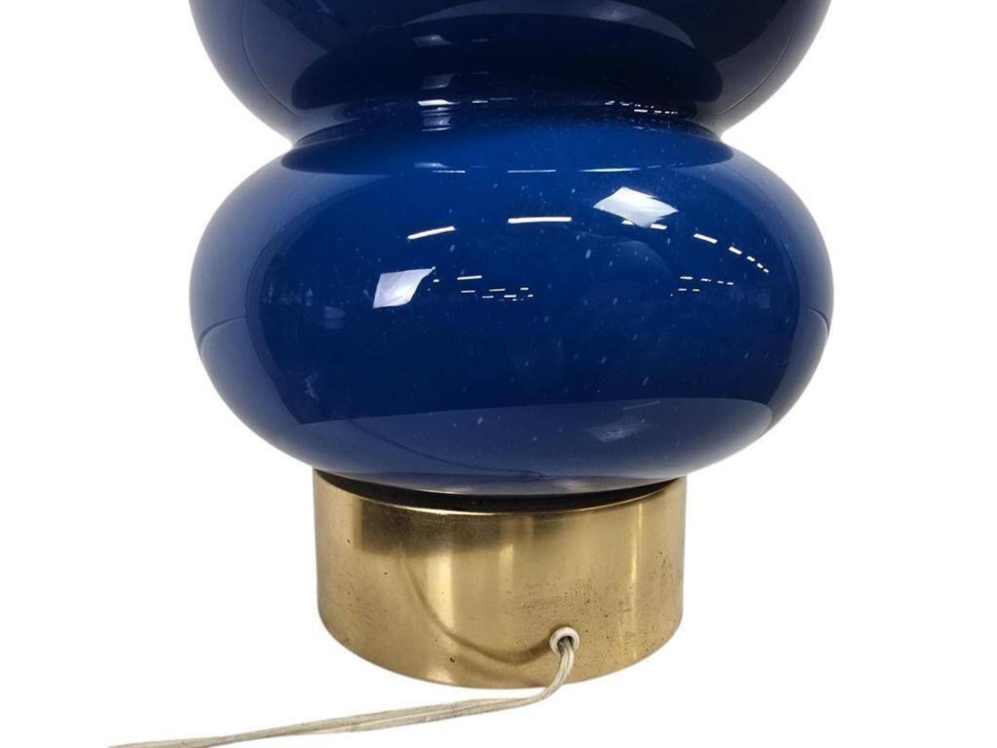 Lampadaire/lampe de table vintage bleue en verre