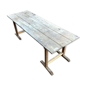 Table d'usine en bois naturel design industriel de la fin du XIXeme