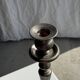 Two large antique silver-plated metal candlesticks, H30