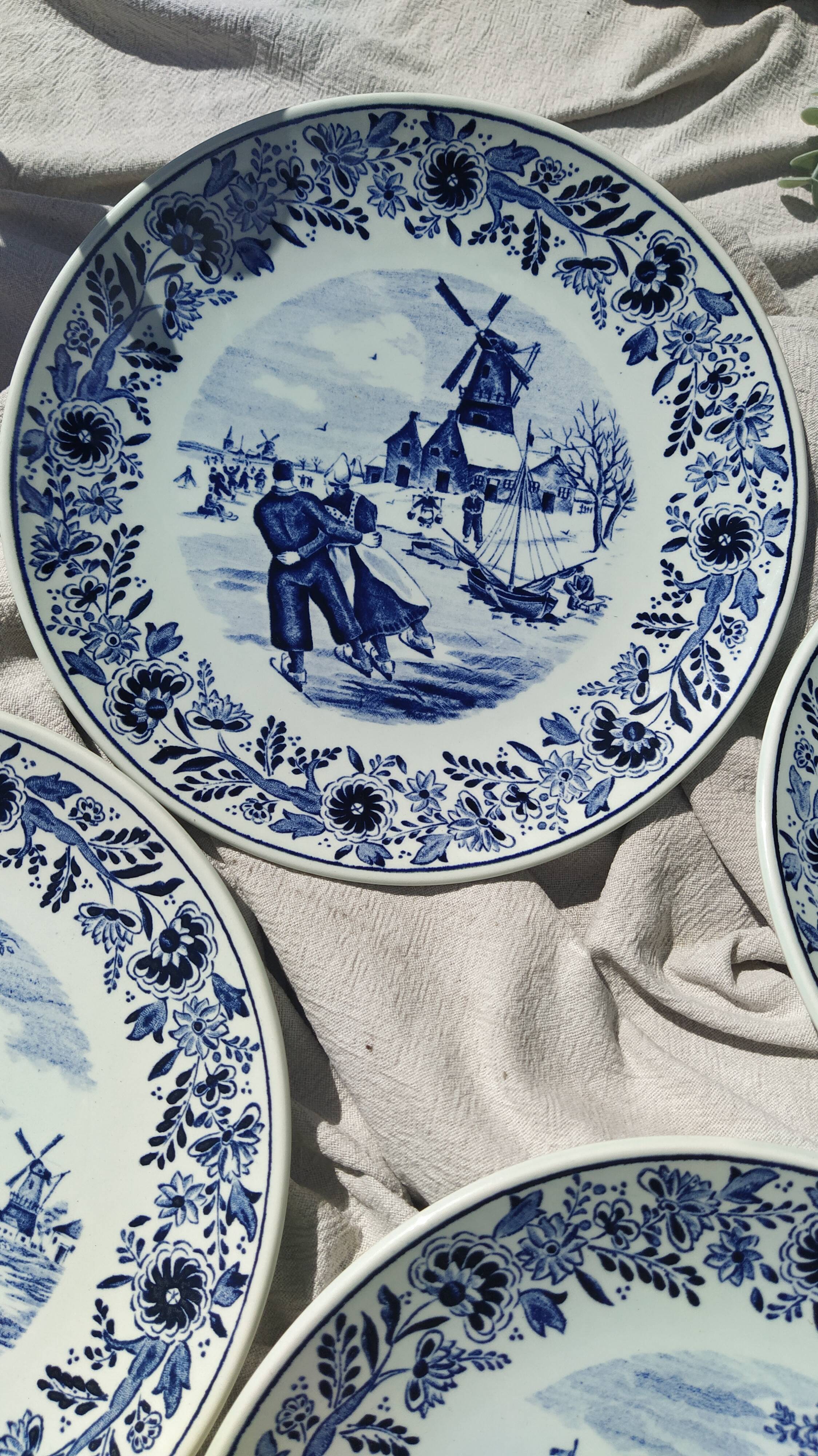 Set of 4 plates Delft Dutch rural life