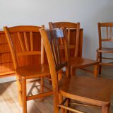 Ensemble de 6 chaises bistrot en bois Luterma 1950