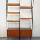 Vintage Italian double modular shelf bookcase in teak and metal