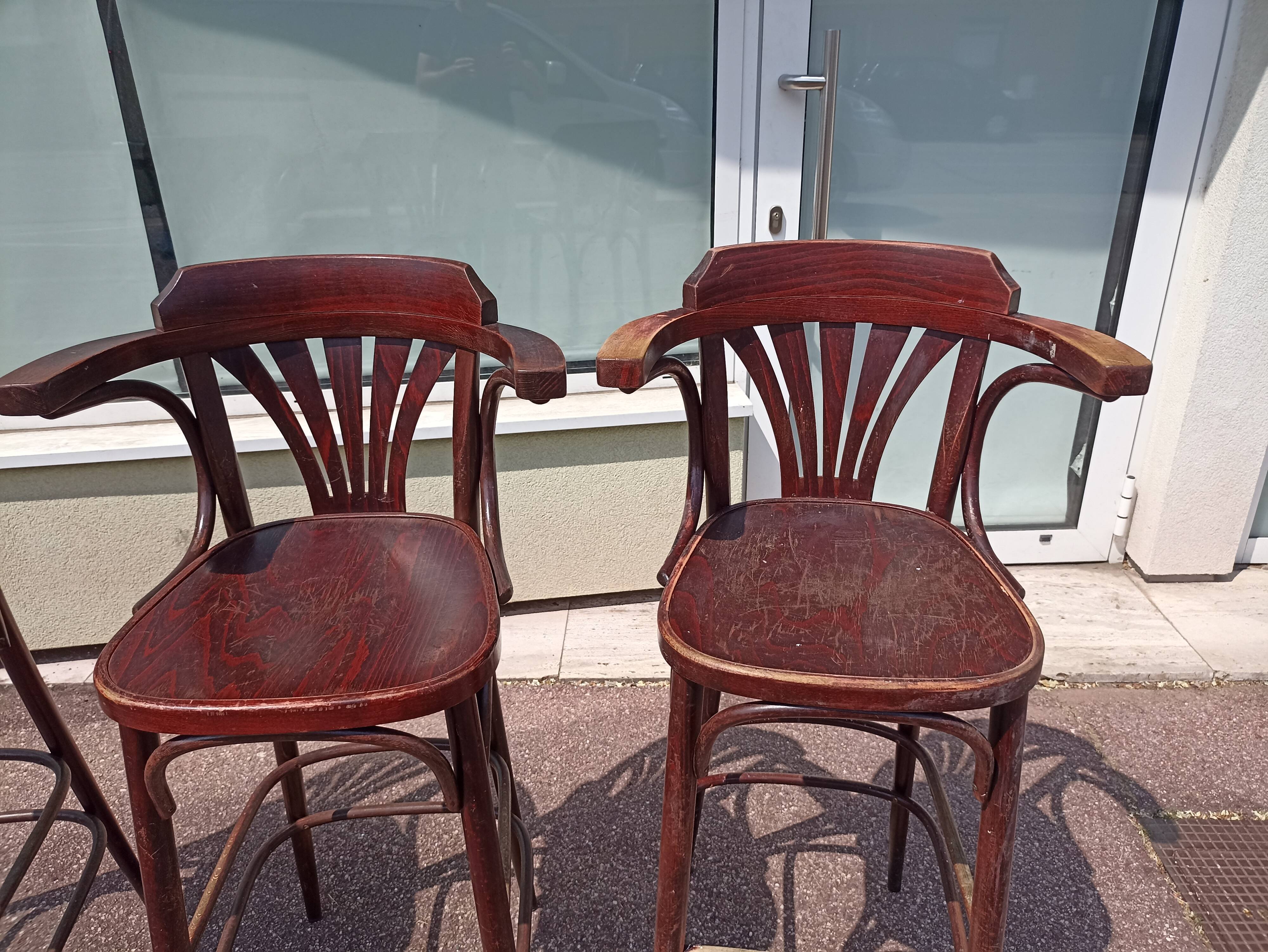 Lot de 3 tabouret de bar bistrot - bois - vintage