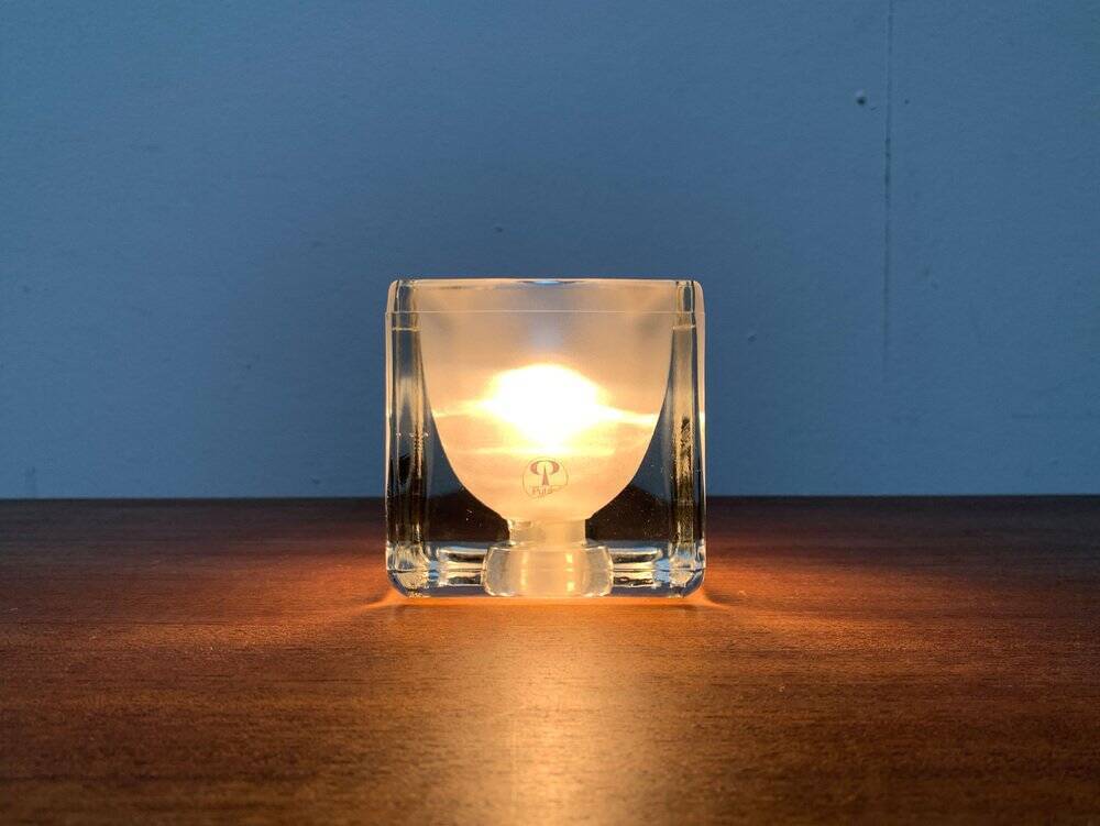 Vintage German glass cube table lamp Ta 14 by Peill & Putzler, 1970s.