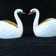 Pair of salters in limoges porcelain white swans