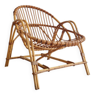 Rattan basket armchair, 1960s