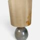 1970s table lamp in ceramic, signed, with a hand-painted silk shade.